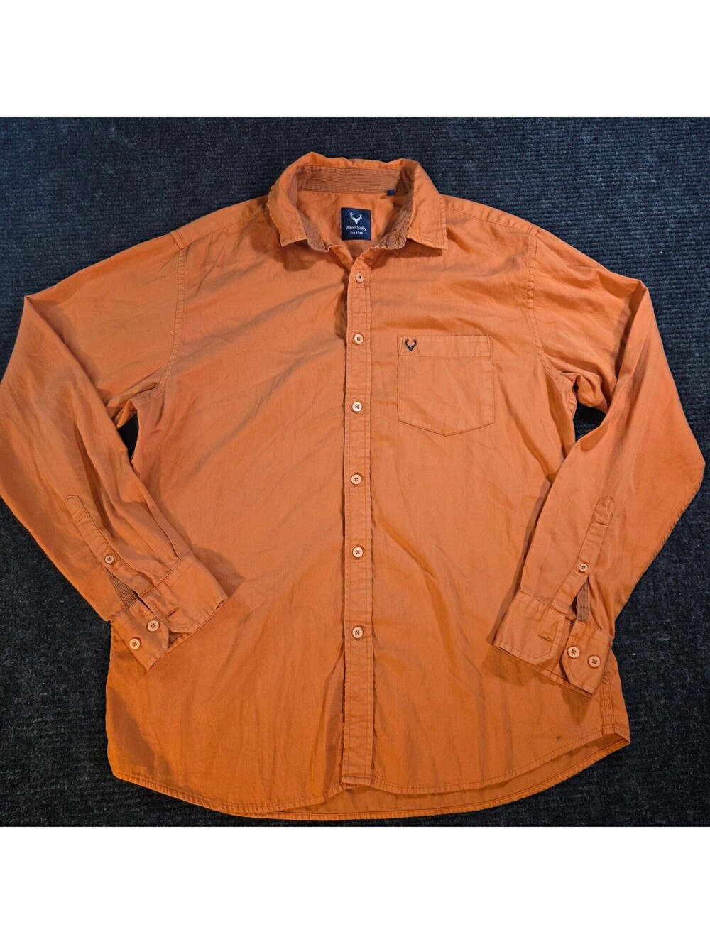 Allen Solly Men's Orange Button-Up Shirt Size 42